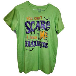 𝅺Halloween Womens Lime Green Womens Graphic‎ Tshirt Grandma M L XL NWT